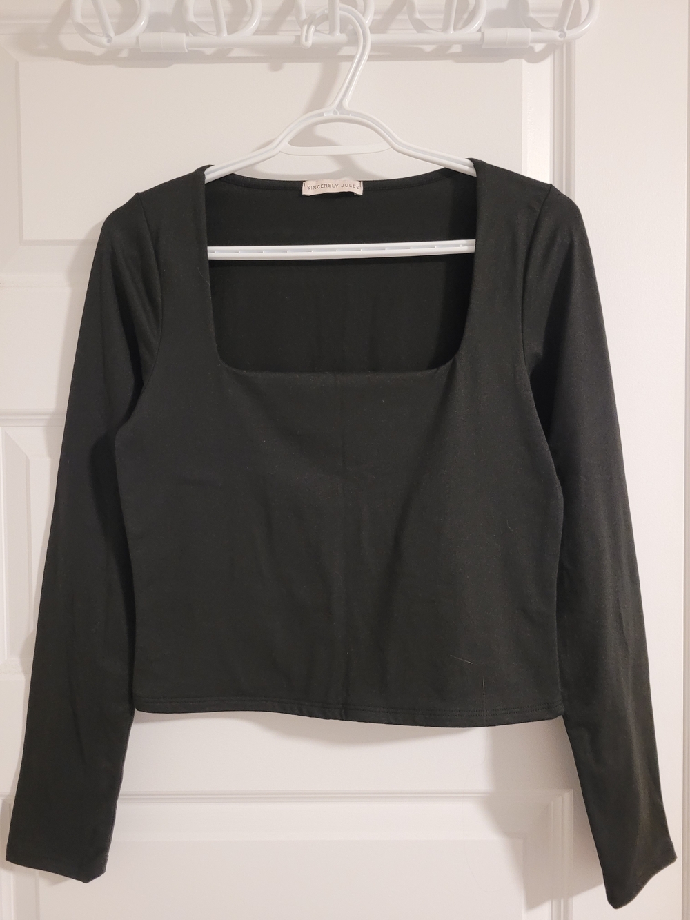 Sincerely Jules Black Long Sleeve Square Neck Top